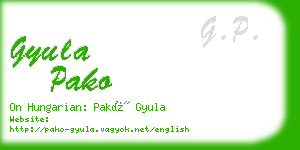 gyula pako business card